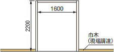 三方枠Ｌ字タイプ SP-7005-□□ 3枚引戸用 納まり図