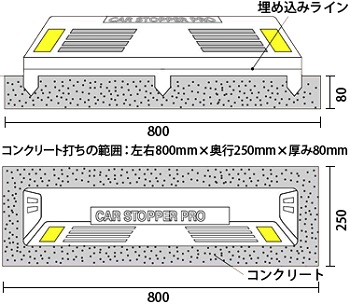 車止めカーストッパー ST700 コンクリ基礎固定