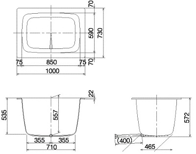 直焚き浴槽DH100：省エネタイプ 図面