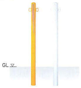 エコノミー スチールポール型車止め 固定式両耳タイプ
