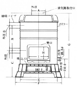 薪風呂釜 寸法図