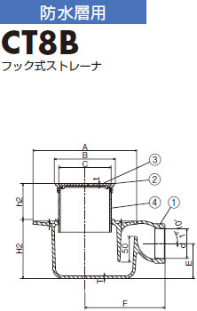 防水P型床トラップ CT8B 製品図