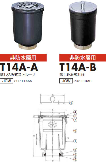 流し台用トラップ T14A-A/B 金属流し台用塩ビ管接続型