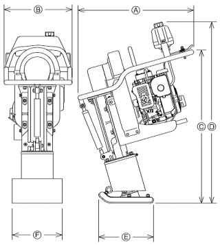 ベルト式ランマー RAシリーズ 寸法図