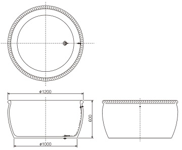 陶器風呂 HI-08 寸法図