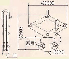 マシンバイス D700（開放フック付） 寸法図